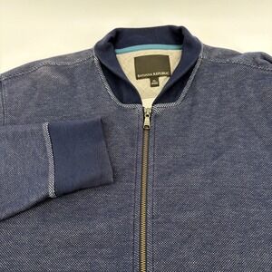 Banana Republic Mens Navy Textured Bomber Jacket Zip Up Size XL